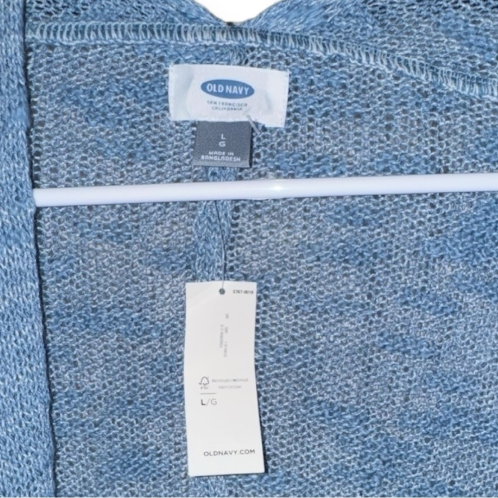 Old Navy NWT Ancient Mariner Blue Slub Knit Open Cardi  3/4 Sleeve Lightweight L - Picture 12 of 16